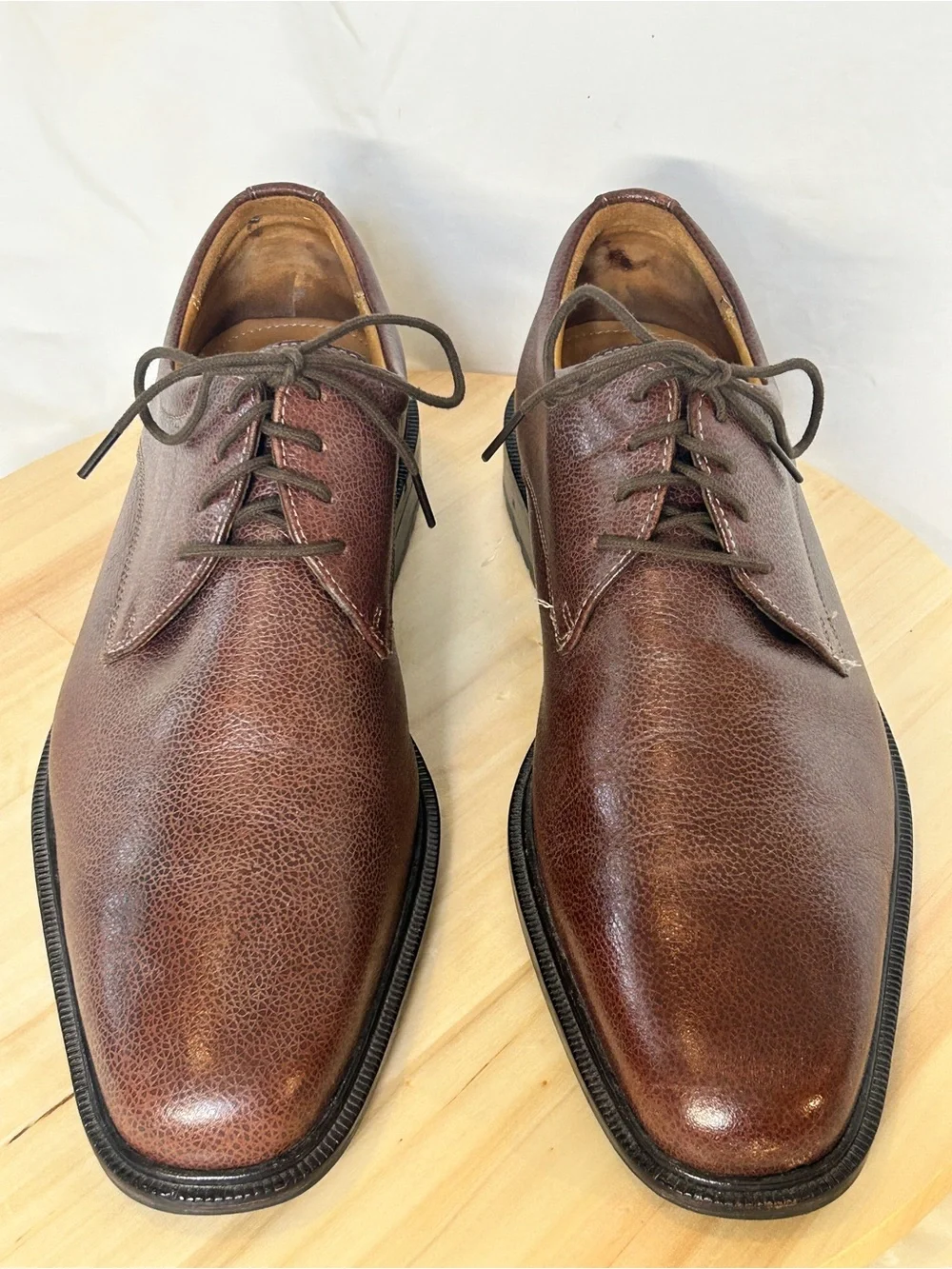 Cole Haan Men’s Brown Leather Lace-Up Derby Dress Shoes Square Toe US 10M